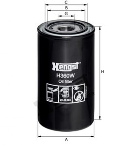 Изображение 2, H360W Фильтр масляный CASE HENGST