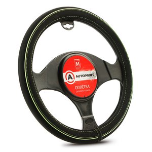Изображение 1, AP-2020 BK/GREEN (M) Оплетка руля (M) 37-39см черно-зеленая нубук AUTOPROFI