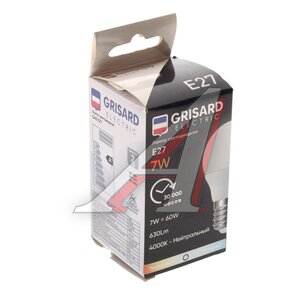 Изображение 3, GRE-002-0025 Лампа светодиодная E27 G45 7W (60W) 220V теплый GRISARD ELECTRIC