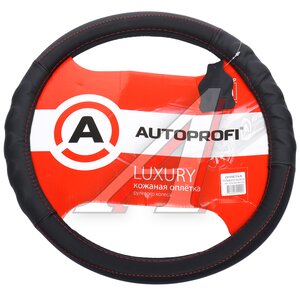 Изображение 1, AP-1070 BK/BK (M) Оплетка руля (M) 37-39см черная натуральная кожа Luxury AUTOPROFI