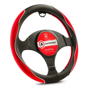 Изображение 1, AP-2021 BK/RD (M) Оплетка руля (M) 37-39см черно-красная софттач-нубук AUTOPROFI