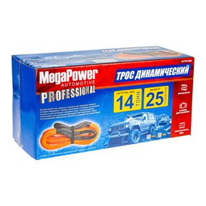 Изображение 4, M-781409 Трос буксировочный 14т 9м-25мм плетеный шнур динамический (петля-петля) в сумке Kinetic MEGAPOWER