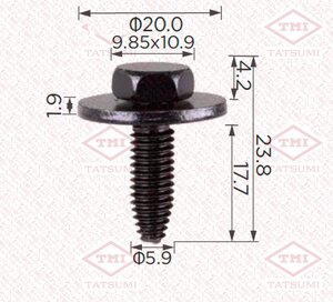 Изображение 1, TJB1760 Клипса автомобильная (упаковка 10шт. цена за 1шт.) TATSUMI BELT
