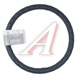Изображение 1, GD-02/XXL,перф.кожа,черн Оплетка руля (XXL) 43-45см черная кожа TORINO