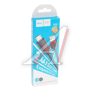 Изображение 2, X88 black Кабель micro USB 2.4A 1м HOCO