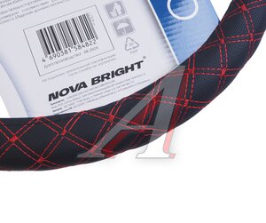 Изображение 2, 47677 Оплетка руля (L) 39-41см черно-красная экокожа NOVA BRIGHT