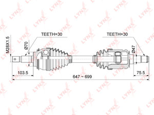 Изображение 1, CD1023 Привод TOYOTA Land Cruiser (J120) колеса переднего правый/левый LYNX