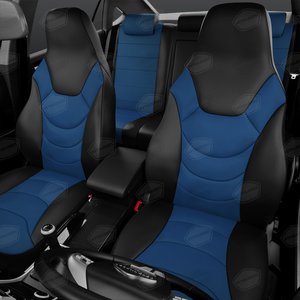 Изображение 1, UREK31-0303 Авточехлы универсальные экокожа черно-синие комплект Recaro AVTOLIDER