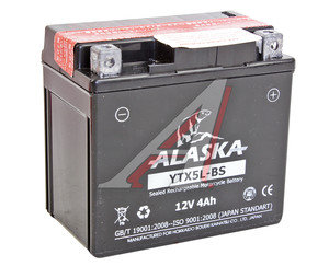 Изображение 1, 6СТ4YTX5L-BS Аккумулятор ALASKA 4А/ч мото