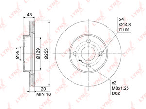 Изображение 1, BN1156 Диск тормозной TOYOTA Ist (02-) передний (1шт.) LYNX