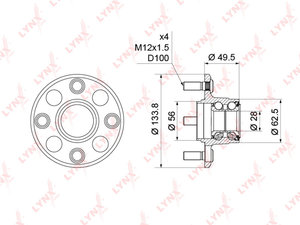 Изображение 1, WH1203 Ступица HONDA Civic (89-) задняя (без АБС) в сборе LYNX