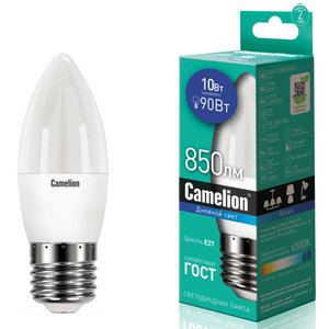 Изображение 1, LED10-C35/865/E27 Лампа светодиодная E27 С35 10W (90W) 220V холодный Ultra CAMELION