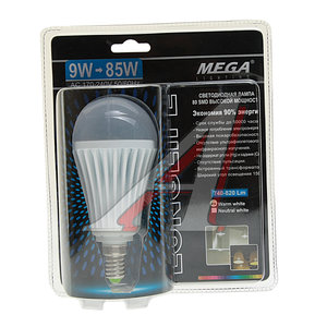 Изображение 1, LM-0927WWW-E14 Лампа светодиодная E14 A60 9W(85W) 220V теплый MEGA LIGHTING