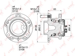 Изображение 4, WH1328 Ступица FORD Focus 3 (11-) задняя LYNX