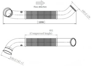 Изображение 2, 68527 Труба промежуточная глушителя SCANIA с гофрой (цинк) E-line DINEX