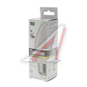 Изображение 2, LED8-C35/830/E27 Лампа светодиодная E27 С35 8W (75W) 220V теплый BasicPower CAMELION