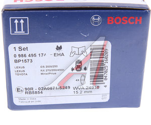Изображение 5, 0986495174 Колодки тормозные TOYOTA Highlander (13-) задние (4шт.) BOSCH