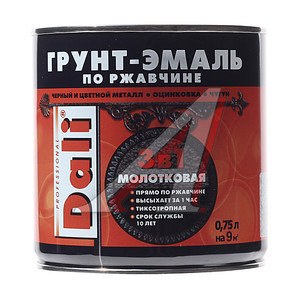 Изображение 1, 20407 Грунт-эмаль по ржавчине серебристый молотковый 0.75л DALI