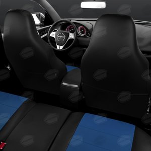 Изображение 6, UREK31-0303 Авточехлы универсальные экокожа черно-синие комплект Recaro AVTOLIDER