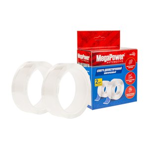 Изображение 1, EW-104 Скотч двухсторонний 30ммх3м,  30ммх3м сверхсильный прозрачный 2шт. MEGAPOWER