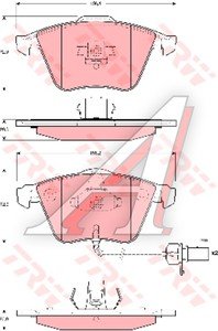 Изображение 4, GDB1659 Колодки тормозные AUDI A6 (05-10) передние (4шт.) TRW