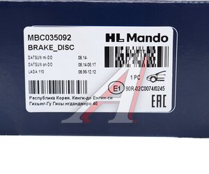 Изображение 7, MBC035092 Диск тормозной ВАЗ-2112 (R14) передний (1шт.) MANDO