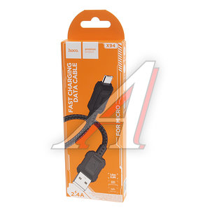 Изображение 2, X94 black Кабель micro USB 1м HOCO