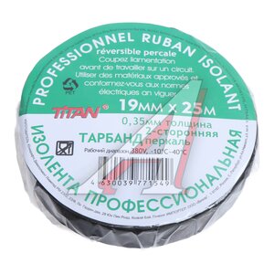 Изображение 1, Tarband 19мм х 25м Изолента тканевая черная 19х0.35мм 25м перкалевая основа TITAN