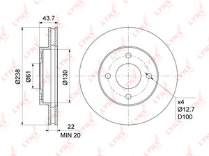 Изображение 1, BN1109 Диск тормозной NISSAN Note (05-12) передний (1шт.) LYNX