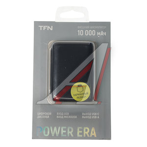 Изображение 1, TFN-PB-252-BK Аккумулятор внешний 10000мА/ч для зарядки мобильных устройств TFN