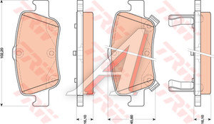 Изображение 3, GDB3480 Колодки тормозные TOYOTA Auris (07-) задние (4шт.) TRW