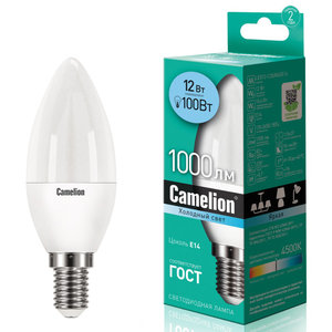 Изображение 1, C-LED12-C35/845/E14 Лампа светодиодная E14 C35 12W (100W) 220V холодный CAMELION
