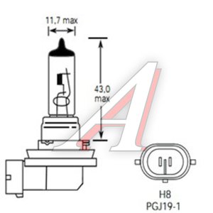 Изображение 2, 4631111143254 Лампа 12V H8 35W PGJ19-1 800лм Стандарт TESLAFT (Россия)