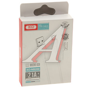 Изображение 2, NB200 White Кабель micro USB 2.1A 2м белый XO
