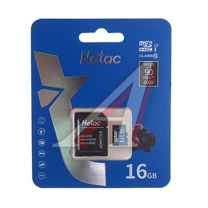 Изображение 1, NT02P500STN-016G-R Карта памяти 16GB MicroSD class 10 + SD адаптер NETAC
