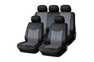 Изображение 1, KT 835627 Авточехлы универсальные экокожа черно-серые Style KRAFT