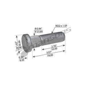 Изображение 3, 780.197 Шпилька колеса ROR (M22х1.5х90/79/42) MANSONS