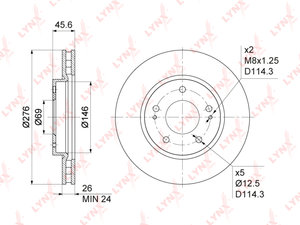 Изображение 1, BN1091 Диск тормозной MITSUBISHI Lancer (07-) передний (1шт.) LYNX