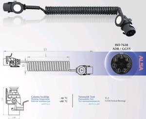 Изображение 2, 05RF020245 Кабель электрический АБС прицепа 7-полюсный L=4500мм ALSA