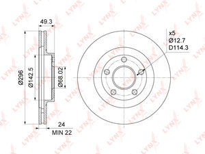 Изображение 3, BN1103 Диск тормозной NISSAN Maxima QX (A33) (00-) передний (1шт.) LYNX