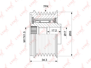 Изображение 1, PA1173 Шкив NISSAN Pathfinder (10-), Qashqai (07-13) генератора LYNX