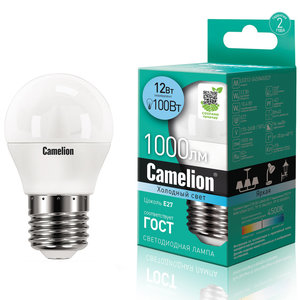 Изображение 1, C-LED12-G45/845/E27 Лампа светодиодная E27 G45 12W (100W) 220V холодный CAMELION