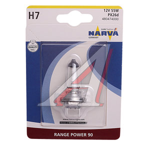 Изображение 1, 480474000 Лампа 12V H7 55W PX26d +90% блистер (1шт.) Range Power NARVA