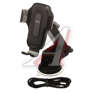 Изображение 1, HW3 Black Держатель телефона с беспроводной зарядкой HOCO