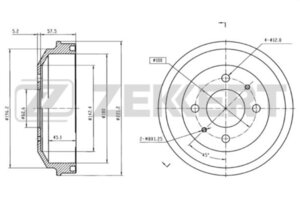 Изображение 2, BS5421 Барабан тормозной HYUNDAI Accent (99-) задний (1шт.) ZEKKERT