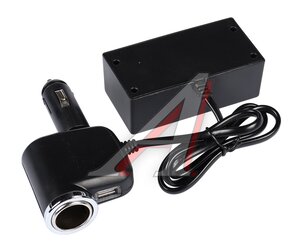 Изображение 2, NO.1527 Разветвитель прикуривателя 4-х гнездовой 12-24V 1USB OLESSON