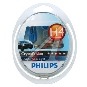 Изображение 1, 12342CVSM Лампа набор 12V H4 60/55W+W5W/T105 P43t бокс (2шт.+2шт.) Crystal Vision PHILIPS