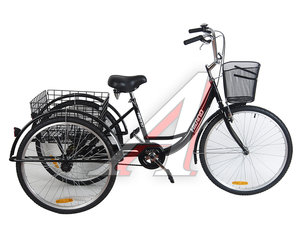 Изображение 1, Tricycle-01 Black Велосипед 26" 1-ск. 3-х колесный 2 корзины HILAND