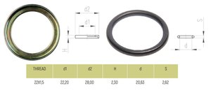 Изображение 1, 2ANE2215LAOR Кольцо упорное с фаской с резиновым кольцом (комплект М22) SIRIT