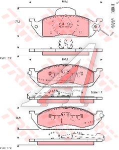 Изображение 4, GDB1378 Колодки тормозные MERCEDES ML230, ML430 (W163) передние (4шт.) TRW
